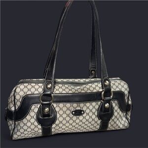 Celine Black and  light grey canvas and leather Shoulder Bag